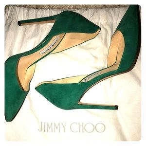 Jimmy Choo Emerald Suede Heels